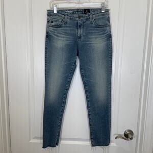 AG‎ Jeans The Prima Ankle Cigarette Leg Medium Wash Raw Hem 28